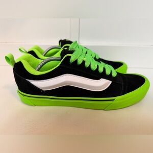 VANS Knu Skool Black Suede Green Outsole Skateboard Shoes Sneakers Mens Size 12